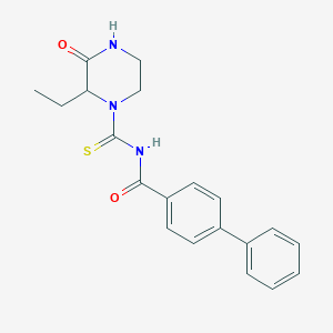 molecular formula C20H21N3O2S B318432 N-[(2-ethyl-3-oxo-1-piperazinyl)carbothioyl][1,1'-biphenyl]-4-carboxamide 