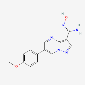 molecular formula C14H13N5O2 B3184813 N'-hydroxy-6-(4-methoxyphenyl)pyrazolo[1,5-a]pyrimidine-3-carboximidamide CAS No. 1131604-89-1
