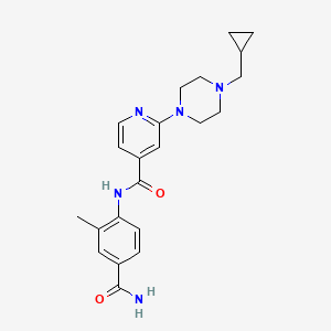 molecular formula C22H27N5O2 B3184827 N-(4-carbamoyl-2-methylphenyl)-2-(4-(cyclopropylmethyl)piperazin-1-yl)isonicotinamide CAS No. 1131605-00-9