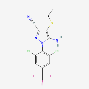 molecular formula C13H9Cl2F3N4S B3186077 5-Amino-3-cyano-1-(2,6-dichloro-4-trifluoromethylphenyl)-4-ethylthiopyrazole CAS No. 120068-56-6