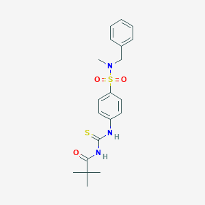 molecular formula C20H25N3O3S2 B318612 N-{[(4-{[benzyl(methyl)amino]sulfonyl}phenyl)amino]carbonothioyl}-2,2-dimethylpropanamide 