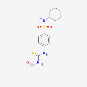 molecular formula C18H27N3O3S2 B318615 N-[[4-(cyclohexylsulfamoyl)phenyl]carbamothioyl]-2,2-dimethylpropanamide 
