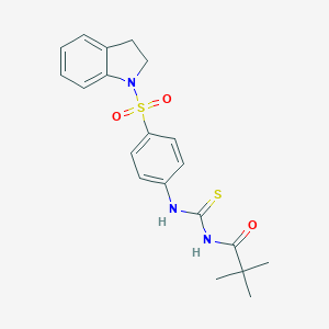 molecular formula C20H23N3O3S2 B318624 N-[4-(2,3-dihydro-1H-indol-1-ylsulfonyl)phenyl]-N'-(2,2-dimethylpropanoyl)thiourea 