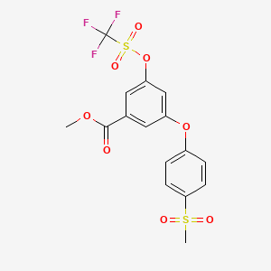 molecular formula C16H13F3O8S2 B3186408 Methyl 3-[4-(methanesulfonyl)phenoxy]-5-[(trifluoromethanesulfonyl)oxy]benzoate CAS No. 1235567-12-0