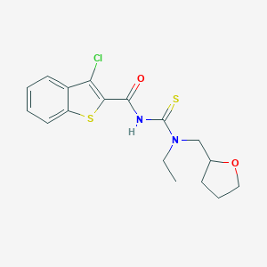 molecular formula C17H19ClN2O2S2 B318648 N'-[(3-chloro-1-benzothien-2-yl)carbonyl]-N-ethyl-N-(tetrahydro-2-furanylmethyl)thiourea 