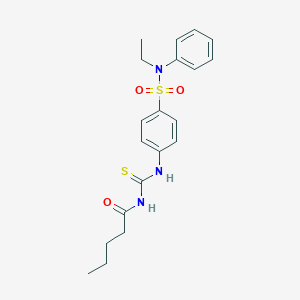 molecular formula C20H25N3O3S2 B318652 N-({4-[ethyl(phenyl)sulfamoyl]phenyl}carbamothioyl)pentanamide 