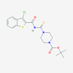 molecular formula C19H22ClN3O3S2 B318658 tert-butyl 4-({[(3-chloro-1-benzothien-2-yl)carbonyl]amino}carbothioyl)-1-piperazinecarboxylate 