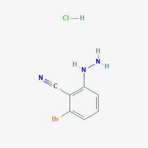 molecular formula C7H7BrClN3 B3186620 2-Bromo-6-hydrazinylbenzonitrile hydrochloride CAS No. 1260838-35-4