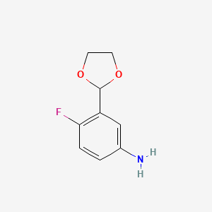 molecular formula C9H10FNO2 B3186714 3-(1,3-Dioxolan-2-yl)-4-fluoroaniline CAS No. 127228-82-4