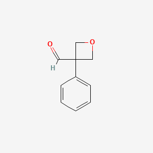 molecular formula C10H10O2 B3187667 3-Phenyloxetane-3-carbaldehyde CAS No. 1638764-35-8