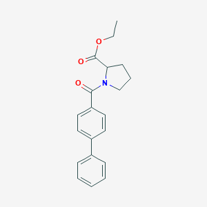 molecular formula C20H21NO3 B318808 Ethyl 1-([1,1'-biphenyl]-4-ylcarbonyl)-2-pyrrolidinecarboxylate 