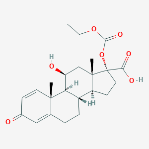 molecular formula C23H30O7 B031889 (11beta,17alpha)-17-[(Ethoxycarbonyl)oxy]-11-hydroxy-3-oxo-androsta-1,4-diene-17-carboxylic CAS No. 133991-63-6