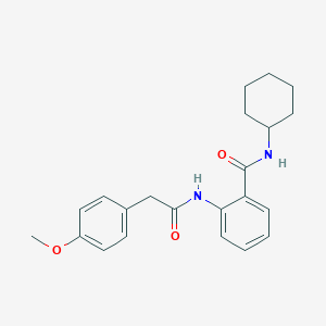 molecular formula C22H26N2O3 B319007 N-cyclohexyl-2-{[(4-methoxyphenyl)acetyl]amino}benzamide 