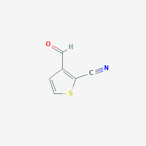 molecular formula C6H3NOS B3190337 3-Formylthiophene-2-carbonitrile CAS No. 41056-99-9