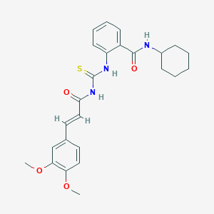 molecular formula C25H29N3O4S B319089 N-cyclohexyl-2-[({[3-(3,4-dimethoxyphenyl)acryloyl]amino}carbothioyl)amino]benzamide 