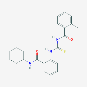 molecular formula C22H25N3O2S B319093 N-[[2-(cyclohexylcarbamoyl)phenyl]carbamothioyl]-2-methylbenzamide 