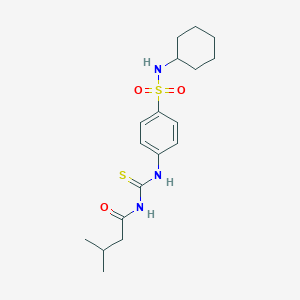 molecular formula C18H27N3O3S2 B319214 N-[[4-(cyclohexylsulfamoyl)phenyl]carbamothioyl]-3-methylbutanamide 