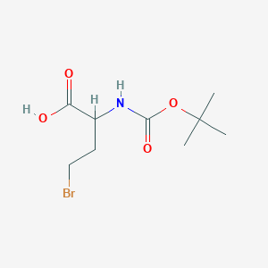 molecular formula C9H16BrNO4 B3192607 Butanoic acid, 4-bromo-2-[[(1,1-dimethylethoxy)carbonyl]amino]- CAS No. 637008-54-9