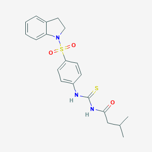 molecular formula C20H23N3O3S2 B319273 N-[4-(2,3-dihydro-1H-indol-1-ylsulfonyl)phenyl]-N'-(3-methylbutanoyl)thiourea 