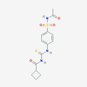 molecular formula C14H17N3O4S2 B319305 N-acetyl-4-({[(cyclobutylcarbonyl)amino]carbothioyl}amino)benzenesulfonamide 