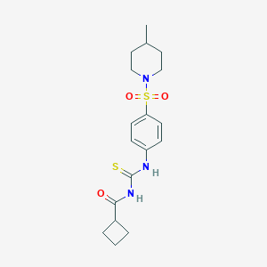 molecular formula C18H25N3O3S2 B319308 N-(cyclobutylcarbonyl)-N'-{4-[(4-methyl-1-piperidinyl)sulfonyl]phenyl}thiourea 
