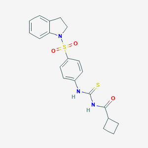 molecular formula C20H21N3O3S2 B319313 N-(cyclobutylcarbonyl)-N'-[4-(2,3-dihydro-1H-indol-1-ylsulfonyl)phenyl]thiourea 