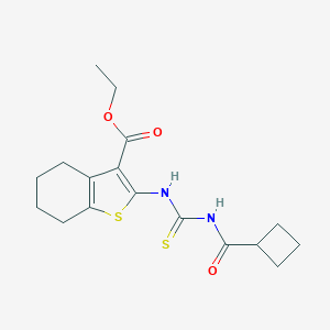 molecular formula C17H22N2O3S2 B319316 ethyl 2-({[(cyclobutylcarbonyl)amino]carbothioyl}amino)-4,5,6,7-tetrahydro-1-benzothiophene-3-carboxylate 