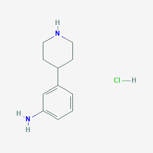 molecular formula C11H18Cl2N2 B3193498 3-(Piperidin-4-yl)aniline hydrochloride CAS No. 721958-70-9
