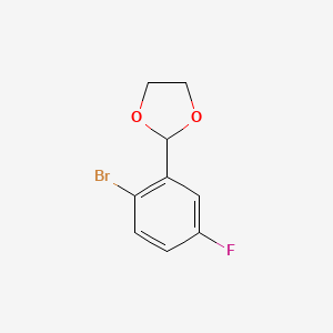molecular formula C9H8BrFO2 B3193962 2-(2-Bromo-5-fluorophenyl)-1,3-dioxolane CAS No. 773094-69-2