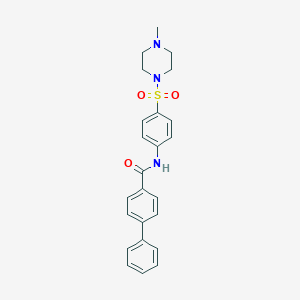 molecular formula C24H25N3O3S B319407 N-{4-[(4-methyl-1-piperazinyl)sulfonyl]phenyl}[1,1'-biphenyl]-4-carboxamide 