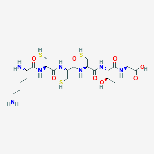 molecular formula C22H41N7O8S3 B3194483 L-Alanine, L-lysyl-L-cysteinyl-L-cysteinyl-L-cysteinyl-L-threonyl- CAS No. 848668-45-1