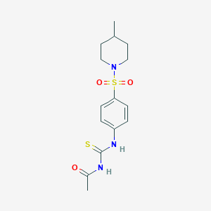 molecular formula C15H21N3O3S2 B319494 N-acetyl-N'-{4-[(4-methyl-1-piperidinyl)sulfonyl]phenyl}thiourea 