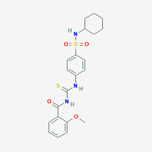 molecular formula C21H25N3O4S2 B319606 N-cyclohexyl-4-({[(2-methoxybenzoyl)amino]carbothioyl}amino)benzenesulfonamide 