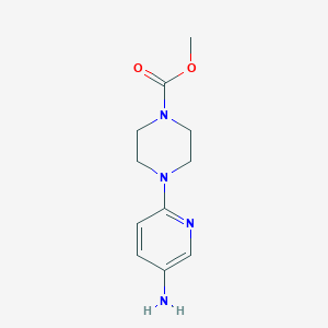 molecular formula C11H16N4O2 B3196324 Methyl 4-(5-aminopyridin-2-yl)piperazine-1-carboxylate CAS No. 1000334-84-8