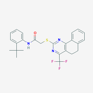 molecular formula C25H24F3N3OS B319633 N-(2-tert-butylphenyl)-2-{[4-(trifluoromethyl)-5,6-dihydrobenzo[h]quinazolin-2-yl]sulfanyl}acetamide 