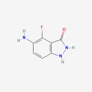 molecular formula C7H6FN3O B3196345 5-Amino-4-fluoro-3-hydroxy (1H)indazole CAS No. 1000340-49-7