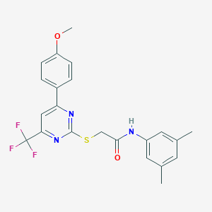 molecular formula C22H20F3N3O2S B319653 N-(3,5-dimethylphenyl)-2-{[4-(4-methoxyphenyl)-6-(trifluoromethyl)-2-pyrimidinyl]sulfanyl}acetamide 