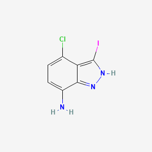 molecular formula C7H5ClIN3 B3196543 4-Chloro-3-iodo-1H-indazol-7-amine CAS No. 1000343-04-3