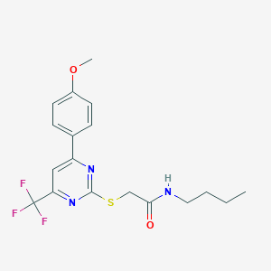 molecular formula C18H20F3N3O2S B319656 N-butyl-2-{[4-(4-methoxyphenyl)-6-(trifluoromethyl)pyrimidin-2-yl]sulfanyl}acetamide 