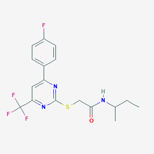 molecular formula C17H17F4N3OS B319666 N-(butan-2-yl)-2-{[4-(4-fluorophenyl)-6-(trifluoromethyl)pyrimidin-2-yl]sulfanyl}acetamide 
