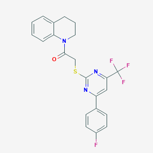 molecular formula C22H17F4N3OS B319674 1-(3,4-dihydroquinolin-1(2H)-yl)-2-{[4-(4-fluorophenyl)-6-(trifluoromethyl)pyrimidin-2-yl]sulfanyl}ethanone 