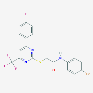 molecular formula C19H12BrF4N3OS B319676 N-(4-bromophenyl)-2-{[4-(4-fluorophenyl)-6-(trifluoromethyl)-2-pyrimidinyl]sulfanyl}acetamide 