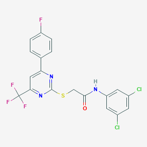 molecular formula C19H11Cl2F4N3OS B319683 N-(3,5-dichlorophenyl)-2-{[4-(4-fluorophenyl)-6-(trifluoromethyl)-2-pyrimidinyl]sulfanyl}acetamide 