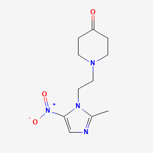 molecular formula C11H16N4O3 B3196843 1-(2-(2-Methyl-5-nitro-1H-imidazol-1-yl)ethyl)piperidin-4-one CAS No. 1001314-68-6
