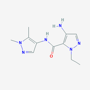molecular formula C11H16N6O B3196886 4-amino-N-(1,5-dimethyl-1H-pyrazol-4-yl)-1-ethyl-1H-pyrazole-5-carboxamide CAS No. 1001500-45-3