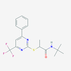 molecular formula C18H20F3N3OS B319700 N-(tert-butyl)-2-{[4-phenyl-6-(trifluoromethyl)-2-pyrimidinyl]sulfanyl}propanamide 