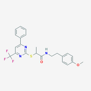 molecular formula C23H22F3N3O2S B319724 N-[2-(4-methoxyphenyl)ethyl]-2-{[4-phenyl-6-(trifluoromethyl)pyrimidin-2-yl]sulfanyl}propanamide 