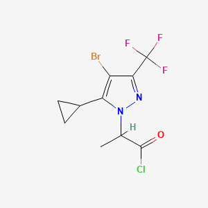 molecular formula C10H9BrClF3N2O B3197685 2-[4-bromo-5-cyclopropyl-3-(trifluoromethyl)-1H-pyrazol-1-yl]propanoyl chloride CAS No. 1006473-04-6