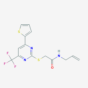molecular formula C14H12F3N3OS2 B319776 N-(prop-2-en-1-yl)-2-{[4-(thiophen-2-yl)-6-(trifluoromethyl)pyrimidin-2-yl]sulfanyl}acetamide 