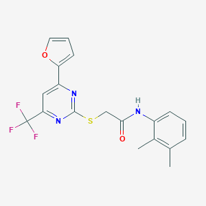 molecular formula C19H16F3N3O2S B319788 N-(2,3-dimethylphenyl)-2-{[4-(furan-2-yl)-6-(trifluoromethyl)pyrimidin-2-yl]sulfanyl}acetamide 